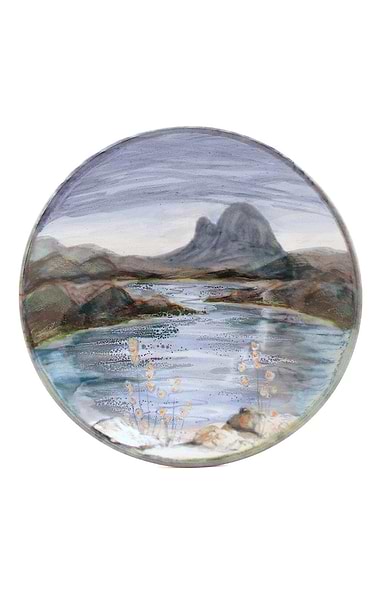Highland Stoneware Medium Geo Celadon Dish