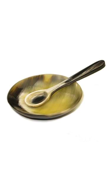 Horn Salt Spoon & Dish