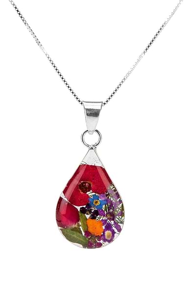 Real Flower Teardrop Pendant