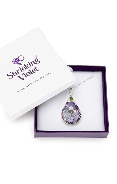 Real Flower Large Teardrop Pendant