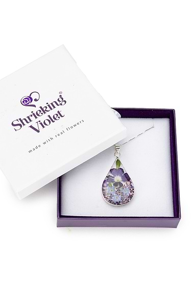 Real Flower Large Teardrop Pendant