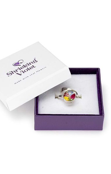 Shrieking Violet Real Flower Adjustable Ring