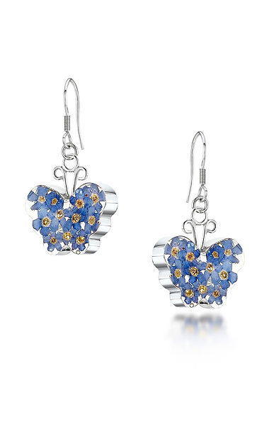 Ladies Silver Butterfly Drop Earrings