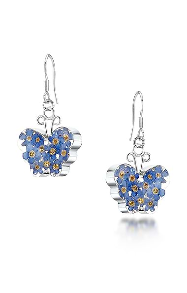 Ladies Silver Butterfly Drop Earrings