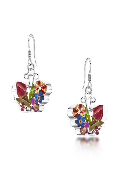 Ladies Silver Butterfly Drop Earrings