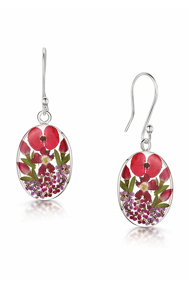 Ladies Extra Large Silver Oval Drop Earrings