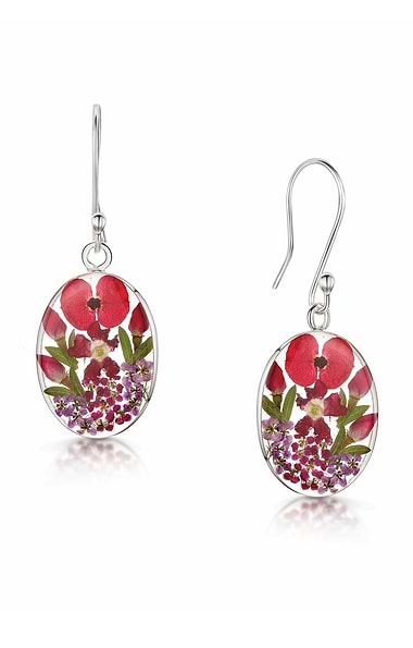 Ladies Extra Large Silver Oval Drop Earrings