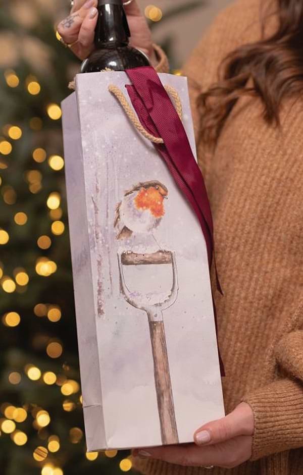 Festive Ribbon Tied Bottle Gift Bag