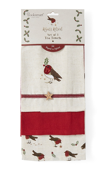 Cooksmart Robins Retreat Pack Of Three Tea Towels