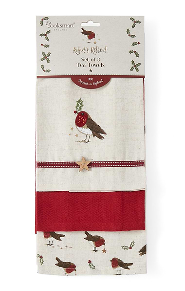 Cooksmart Robins Retreat Pack Of Three Tea Towels