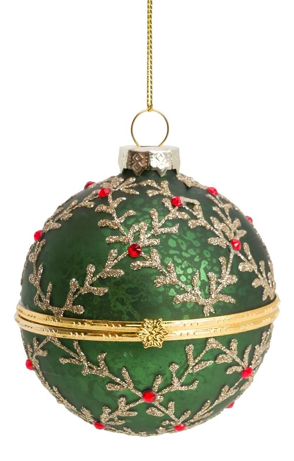 Sparkling Leaf Trellis Glass Opening Bauble