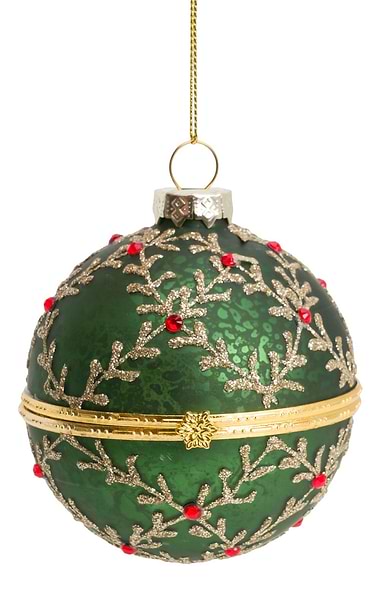Sparkling Leaf Trellis Glass Opening Bauble