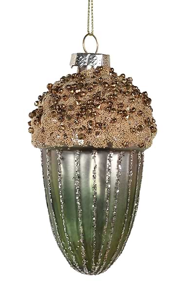Gold Glitter Glass Acorn