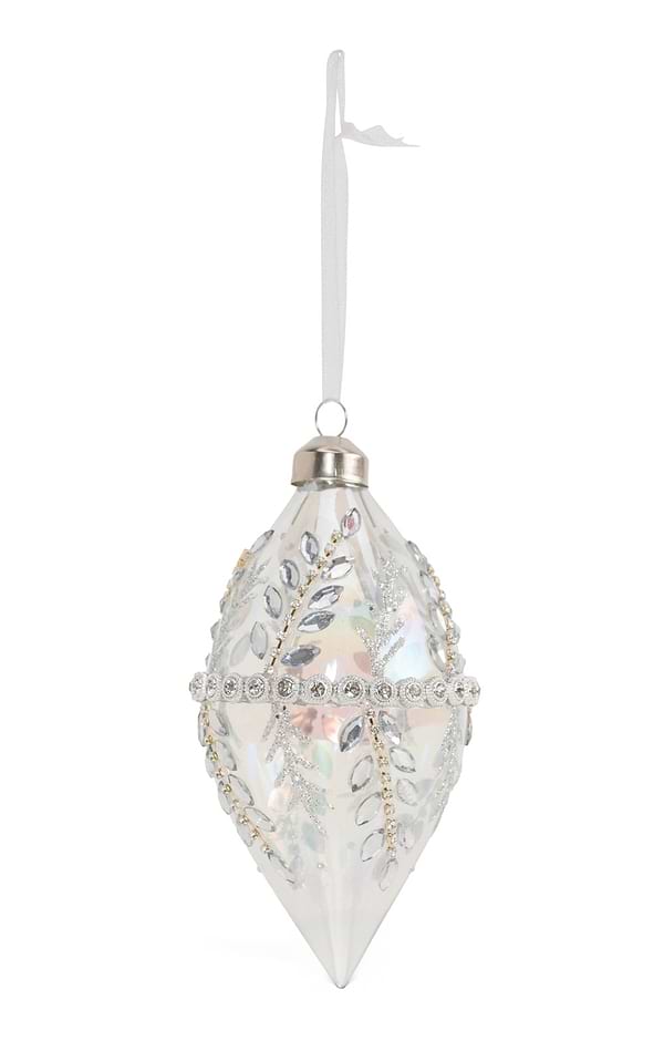 12cm Glass Teardrop Bauble