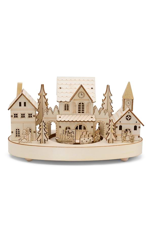 LED Wooden Festive Scene
