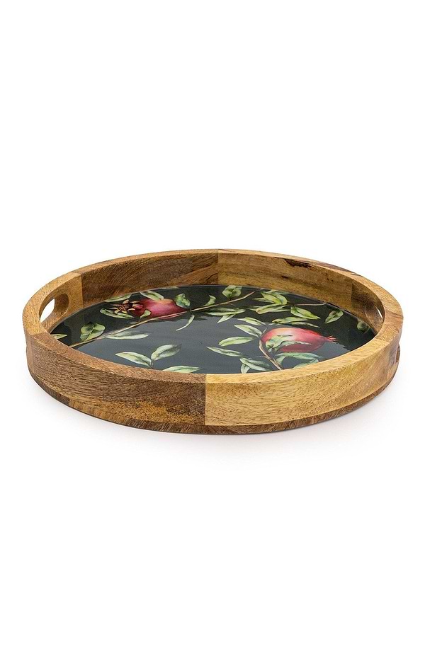 30cm Round Wooden Tray