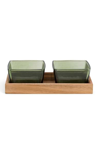 Set of Two Square Glass Bowls