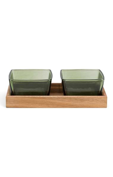 Set of Two Square Glass Bowls