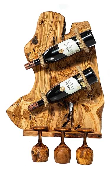 Wooden Bottle and Goblet Holder
