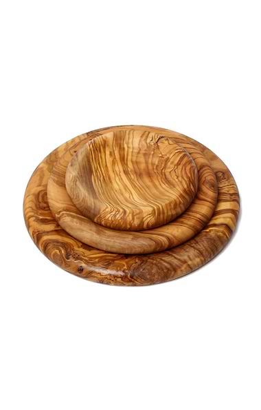 Round Wooden Plate Set