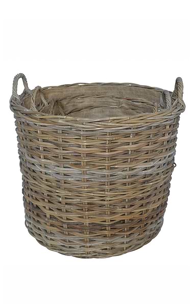 Round Basket with Ear Handles and Jute Liner