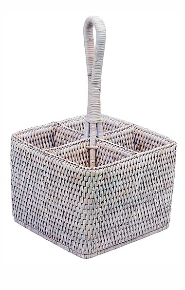Rattan Four Section Condiment Holder