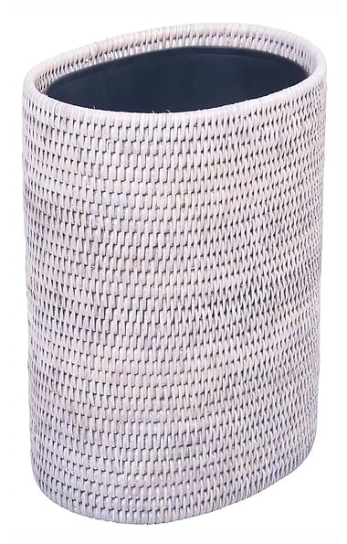 Rattan Coastal Oval Waste Basket with Metal Liner