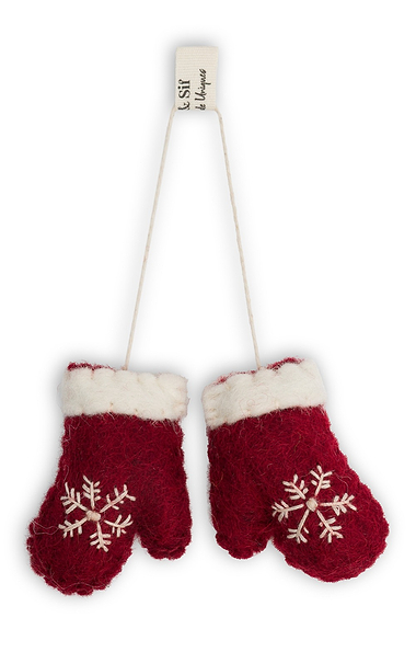 Snowflake Red Mittens Decoration