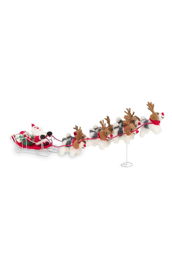 Felt Santa and Seven Reindogs