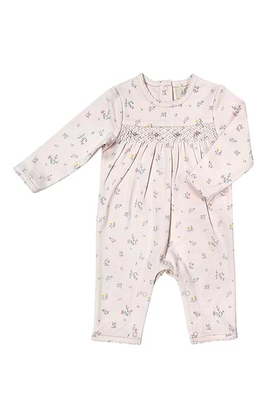 Baby's Floral Embroidered Babygrow