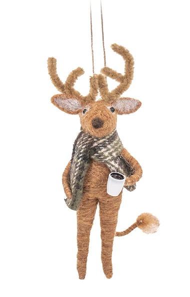 Skiing Reindeer Felt Decoration