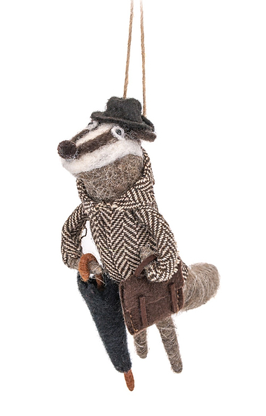 Bowler Badger Felt Decoration