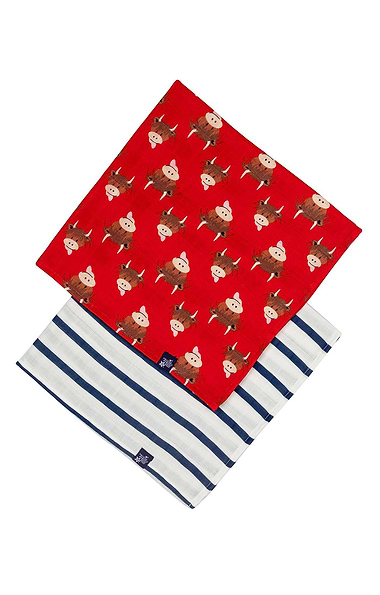 Pack of Two Illustrated Muslin Squares