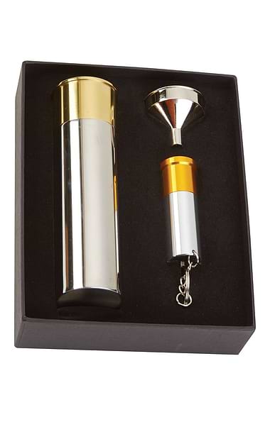 Cartridge Flask & Torch Key Ring Gift Set