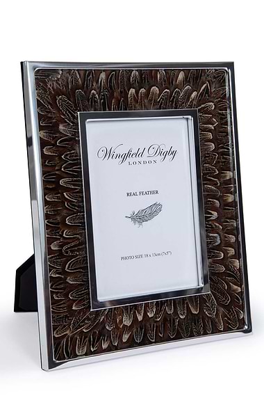 Silver Plated Real Feather 7x5in Photoframe