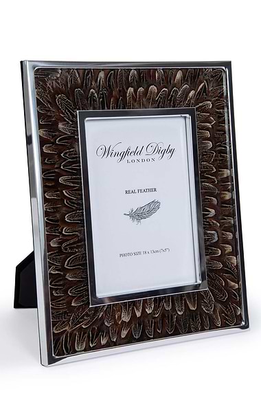 Silver Plated Real Feather 7x5in Photoframe