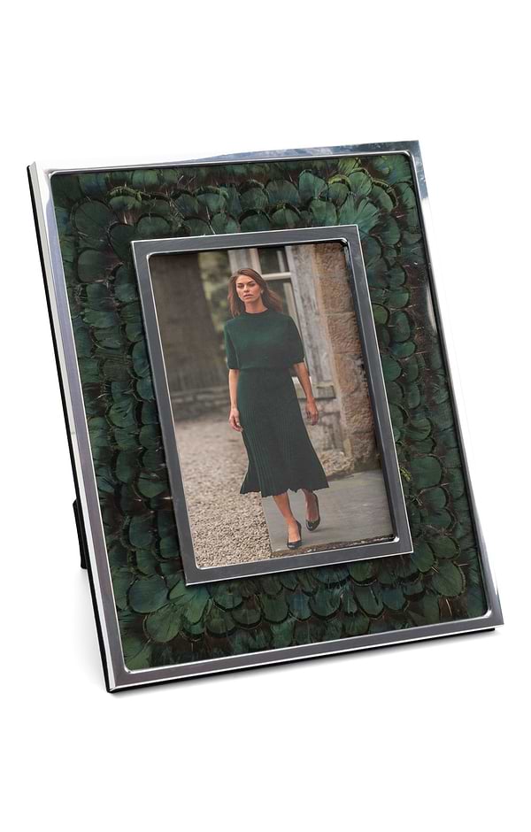 Silver Plated Real Feather 7x5in Photoframe