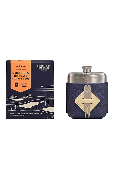 Golfer Hip Flask and Divot Tool