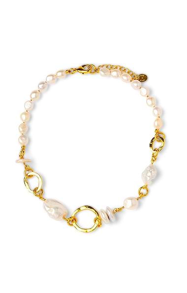 Short Gold Plated Chain & Pearl Necklace