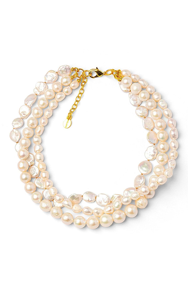 Triple Layered White Pearl Necklace