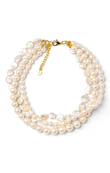 Triple Layered White Pearl Necklace
