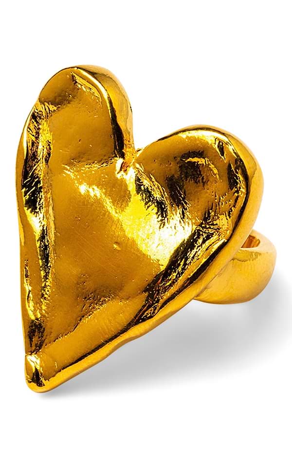 Ladies Gold Plated Adjustable Heart Ring