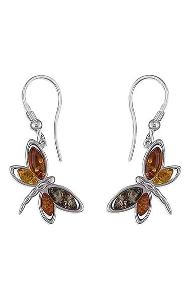 Mixed Amber Dragonfly Earrings