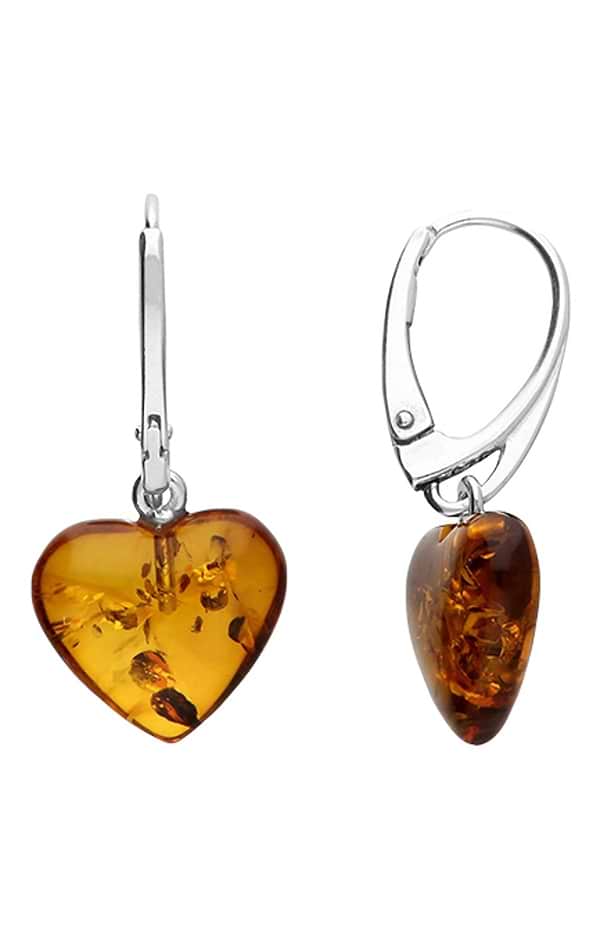 Amber Heart Earrings