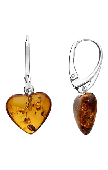 Amber Heart Earrings