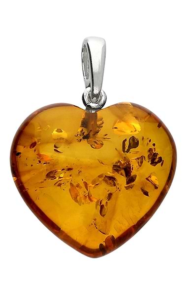 Amber Heart Pendant Necklace
