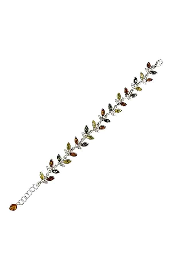 Mixed Amber Triple Leaf Bracelet