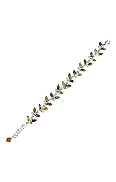 Mixed Amber Triple Leaf Bracelet