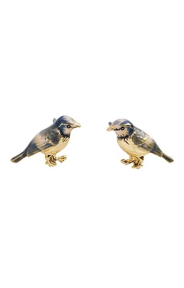 Enamel Blue Tit Stud Earrings