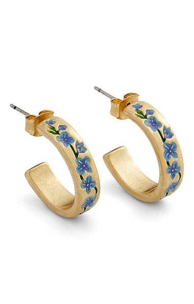Blue Forget-Me-Not Hoop Earrings